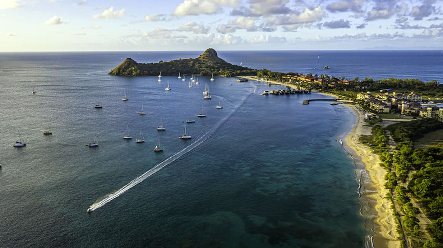 Arial view of Pigeon Point from Rodney Bay